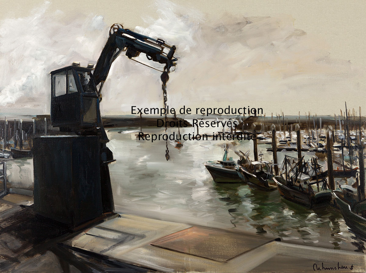 Christoff Debusschere - La grue de déchargement - Huile sur toile 130x97
